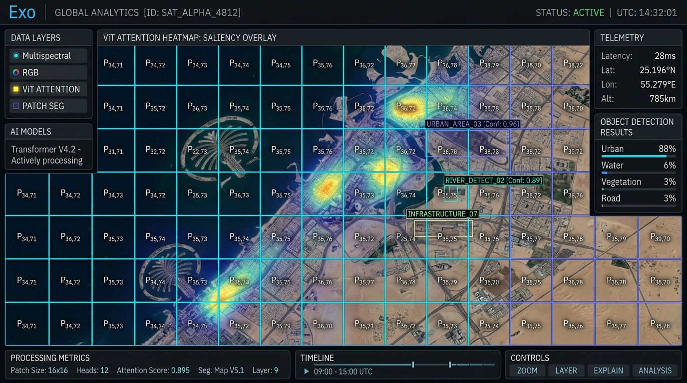Explainable Vision Transformer for Satellite Analysis Dashboard